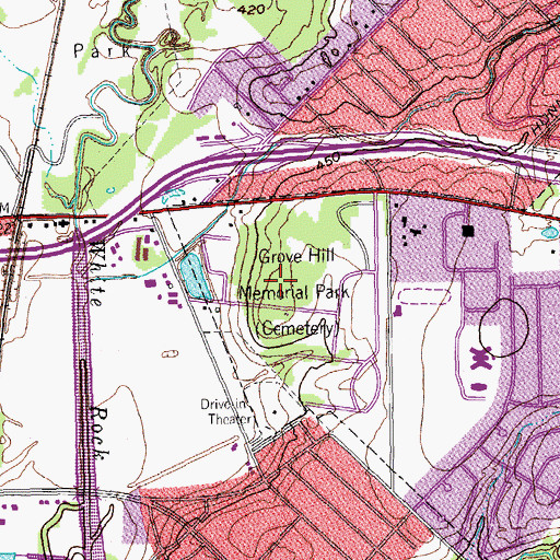 Topographic Map of Grove Hill Memorial Park, TX