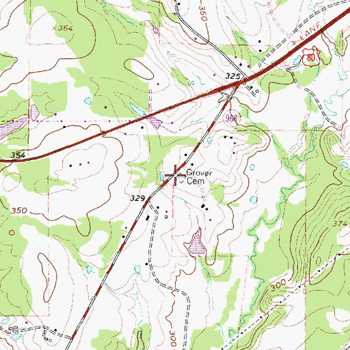 Topographic Map of Grover Cemetery, TX