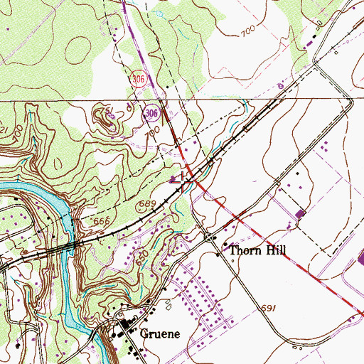 Topographic Map of Gruene Siding, TX