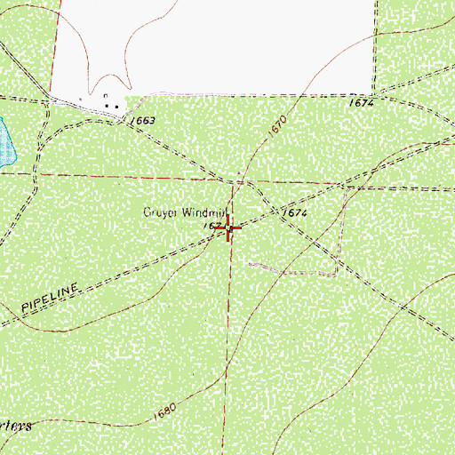 Topographic Map of Gruyer Windmill, TX