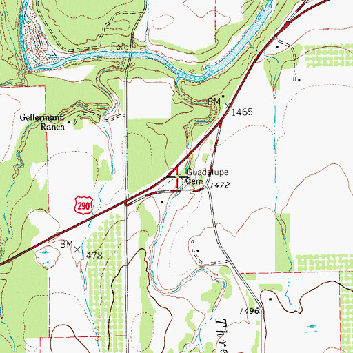 Topographic Map of Guadalupe Cemetery, TX