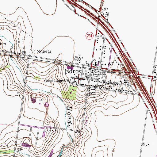 Topographic Map of Guadalupe Church, TX