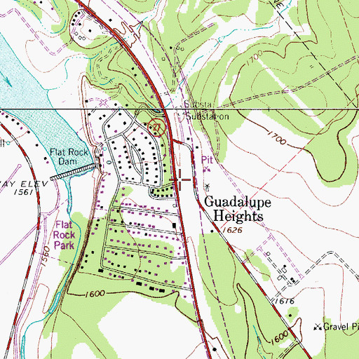 Topographic Map of Guadalupe Heights, TX