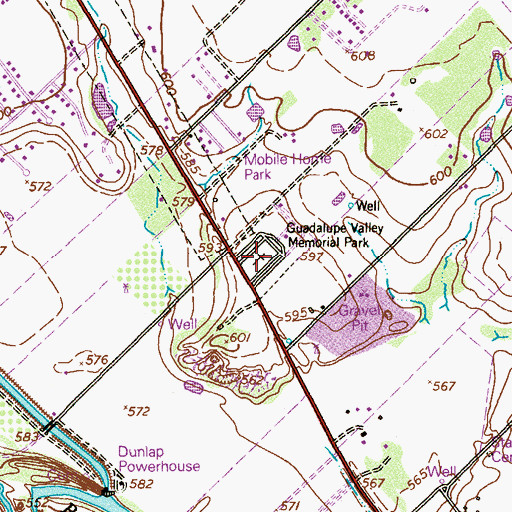 Topographic Map of Guadalupe Valley Memorial Park, TX
