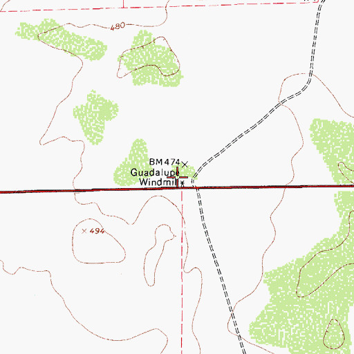 Topographic Map of Guadalupe Windmill, TX