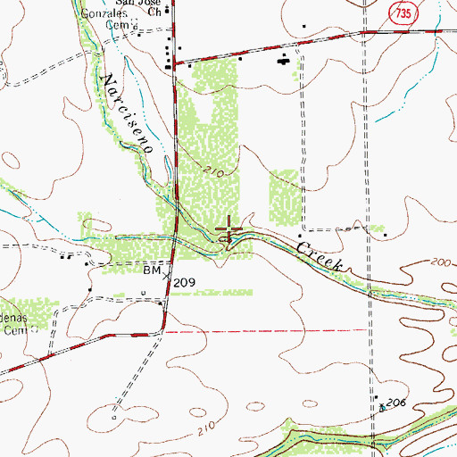 Topographic Map of Guajillo Creek, TX