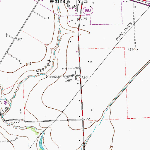Topographic Map of Guardian Angel Cemetery, TX