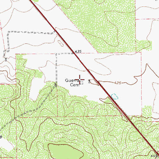 Topographic Map of Guerra Cemetery, TX