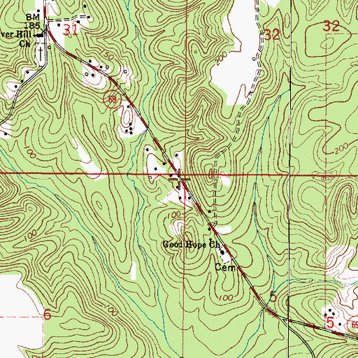 Topographic Map of Springfiled Church, AL