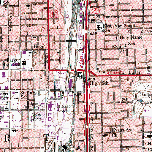 Topographic Map of Guinn Junior High School, TX