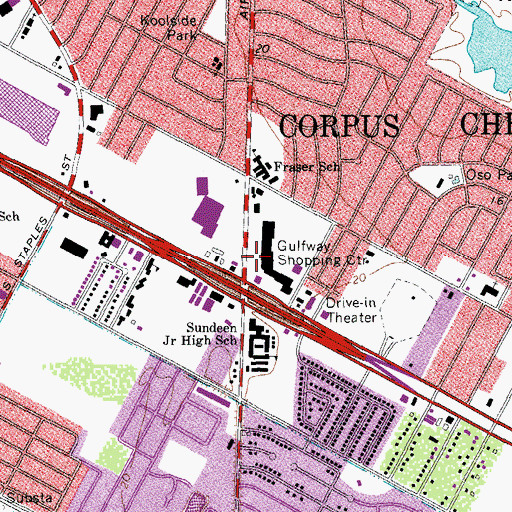 Topographic Map of Gulfway Shopping Center, TX