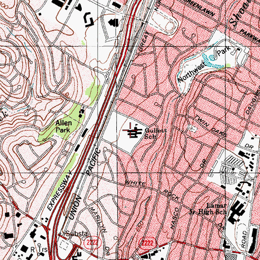 Topographic Map of Gullett School, TX