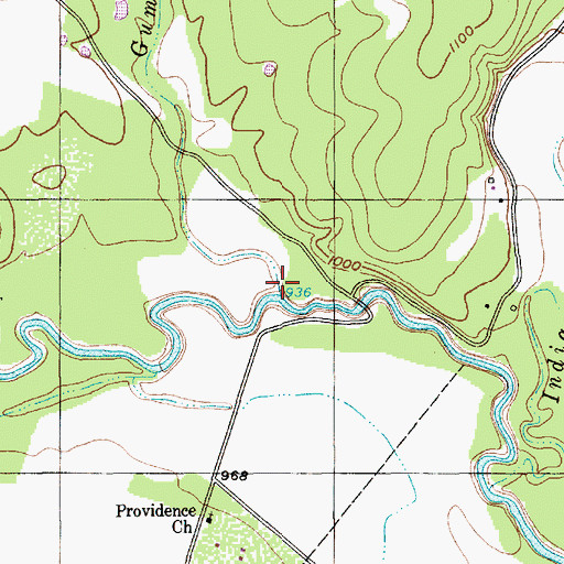 Topographic Map of Gum Branch, TX