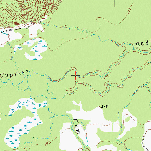 Topographic Map of Gum Creek, TX