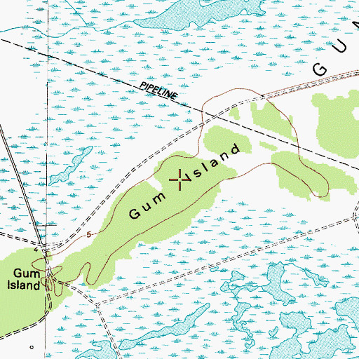 Topographic Map of Gum Island, TX