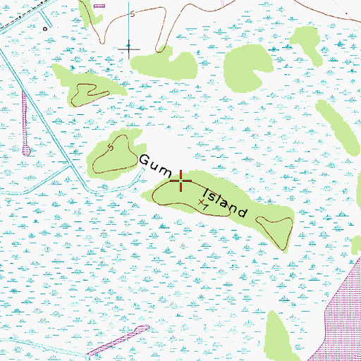 Topographic Map of Gum Island, TX