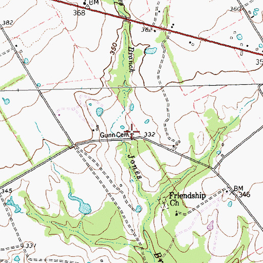 Topographic Map of Gunn Cemetery, TX