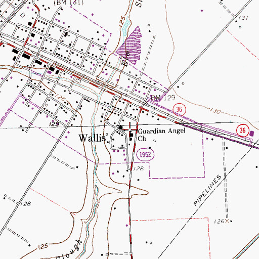 Topographic Map of Guradian Angel Church, TX