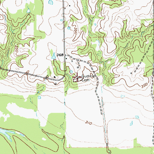 Topographic Map of Guthrie Cemetery, TX