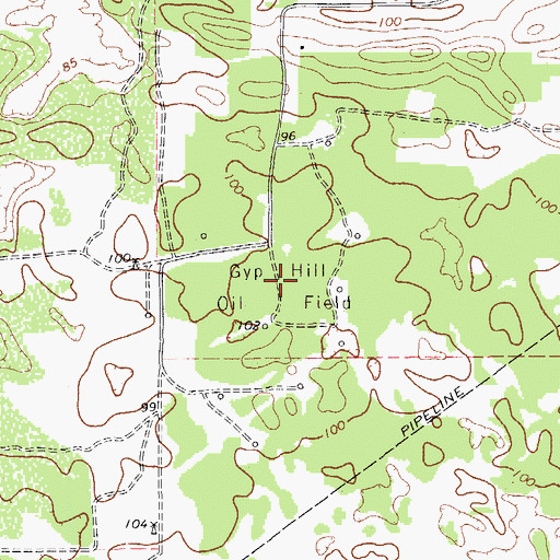 Topographic Map of Gyp Hill Oil Field, TX