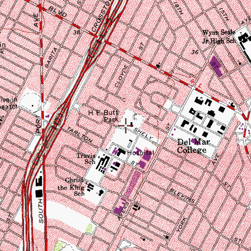Topographic Map of H E Butt Park, TX