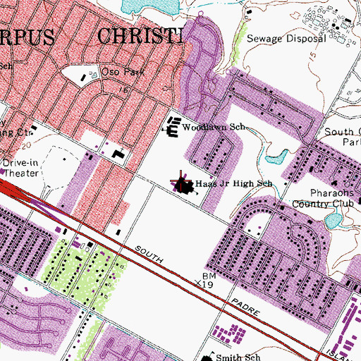 Topographic Map of Haas Junior High School, TX