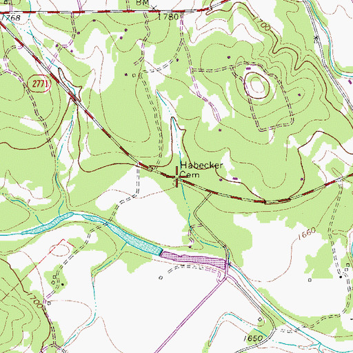 Topographic Map of Habecker Cemetery, TX