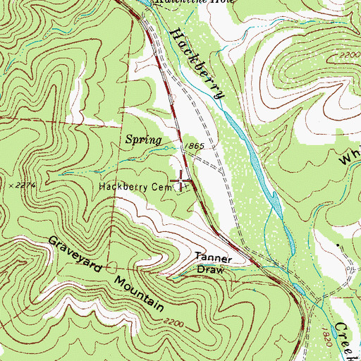 Topographic Map of Hackberry Cemetery, TX