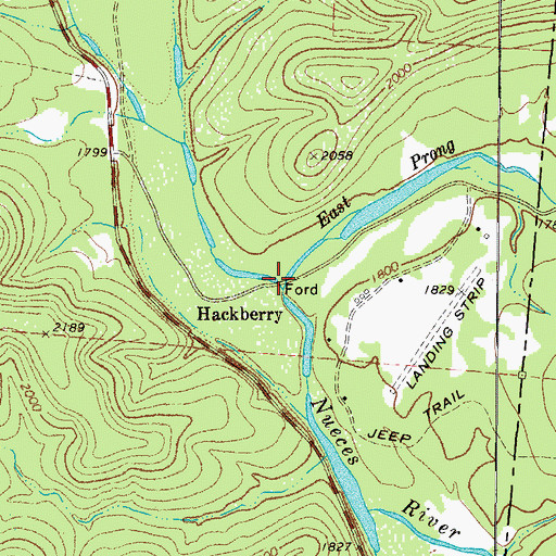 Topographic Map of Hackberry Creek, TX