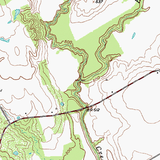 Topographic Map of Hackberry Creek, TX