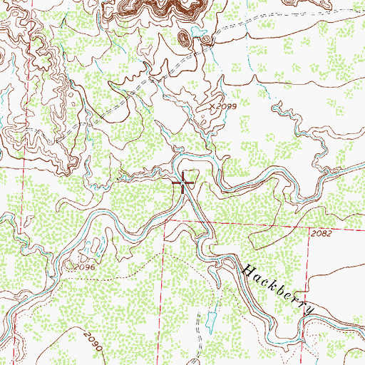 Topographic Map of Hackberry Creek, TX