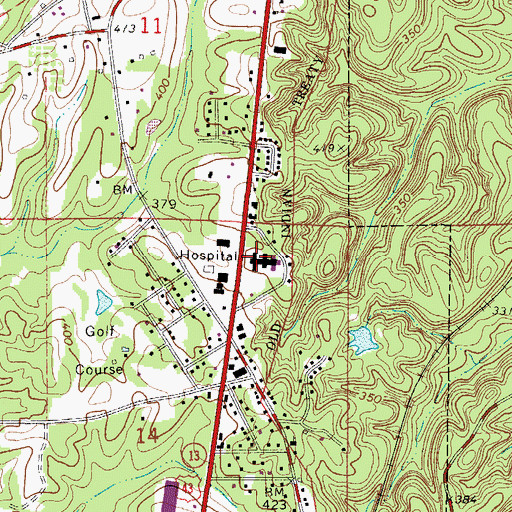 Topographic Map of Thomasville Hospital, AL