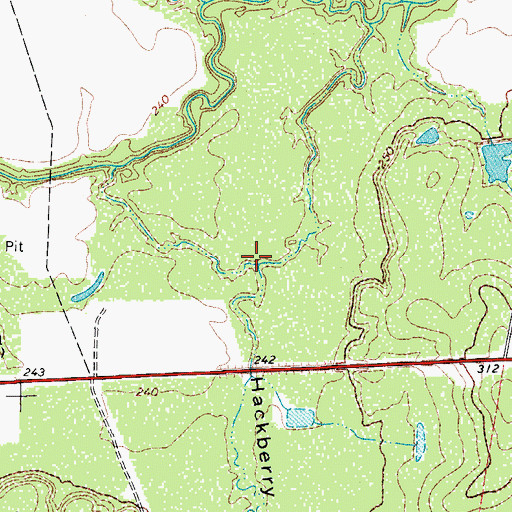 Topographic Map of Hackberry Hollow, TX