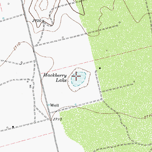 Topographic Map of Hackberry Lake, TX