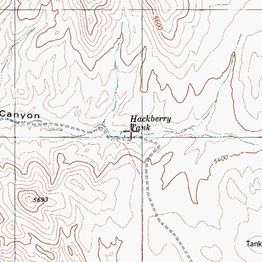 Topographic Map of Hackberry Tank, TX