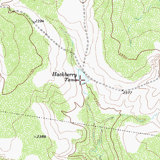 Topographic Map of Hackberry Tank, TX