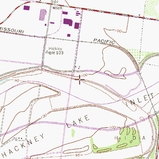 Topographic Map of Hackney Lake, TX