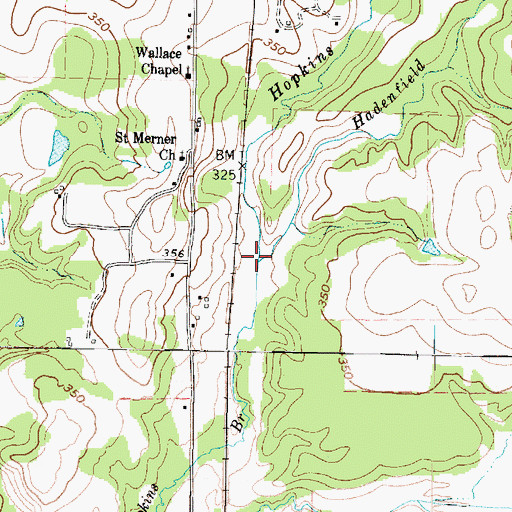 Topographic Map of Hadenfield Branch, TX