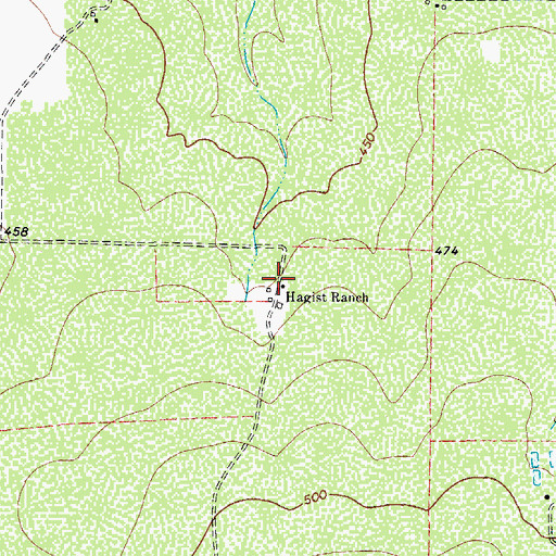 Topographic Map of Hagist Ranch, TX