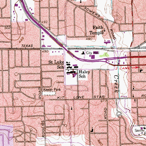 Topographic Map of Haley School, TX