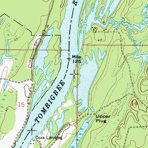 Topographic Map of Turners Landing (historical), AL