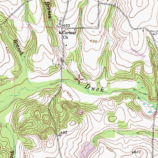Topographic Map of Hall Branch, TX