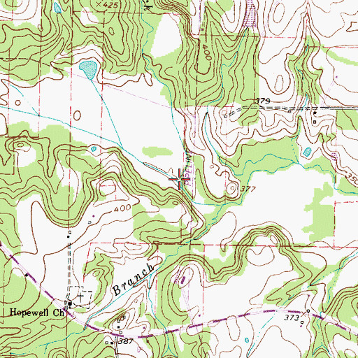 Topographic Map of Hall Branch, TX