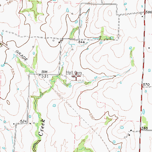 Topographic Map of Hall Cemetery, TX