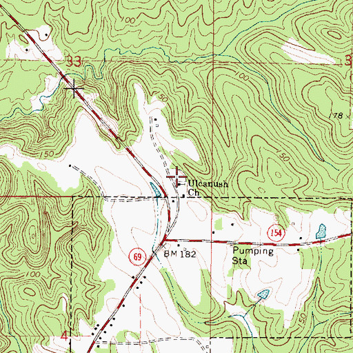 Topographic Map of Ulcanush Cemetery, AL