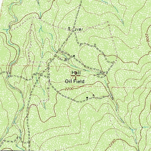 Topographic Map of Hall Oil Field, TX