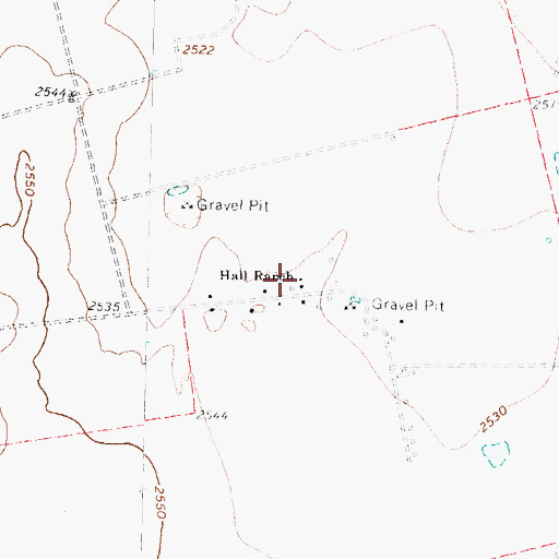 Topographic Map of Hall Ranch, TX