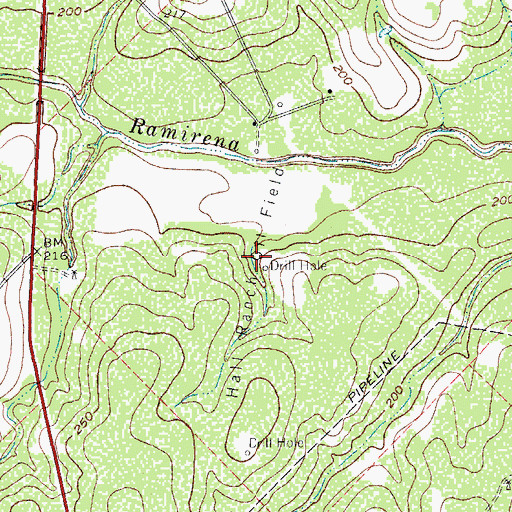 Topographic Map of Hall Ranch Oil Field, TX