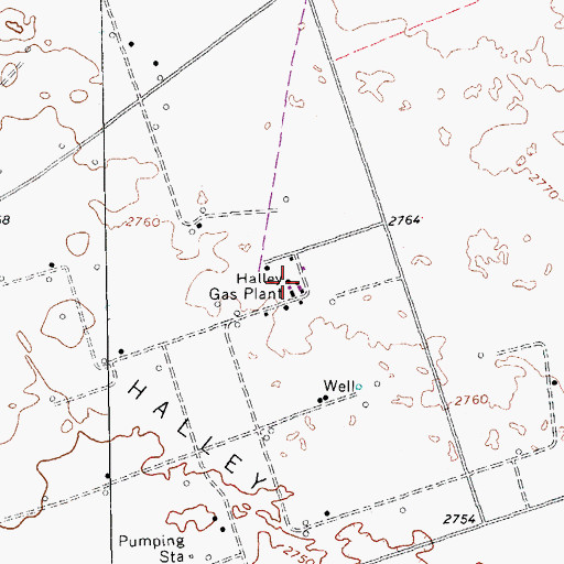 Topographic Map of Halley Gas Plant, TX