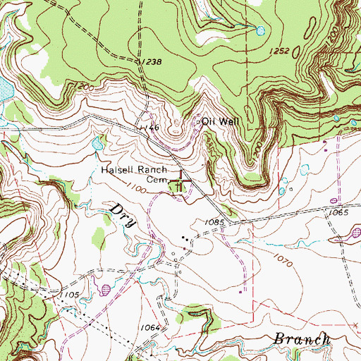 Topographic Map of Halsell Ranch Cemetery, TX